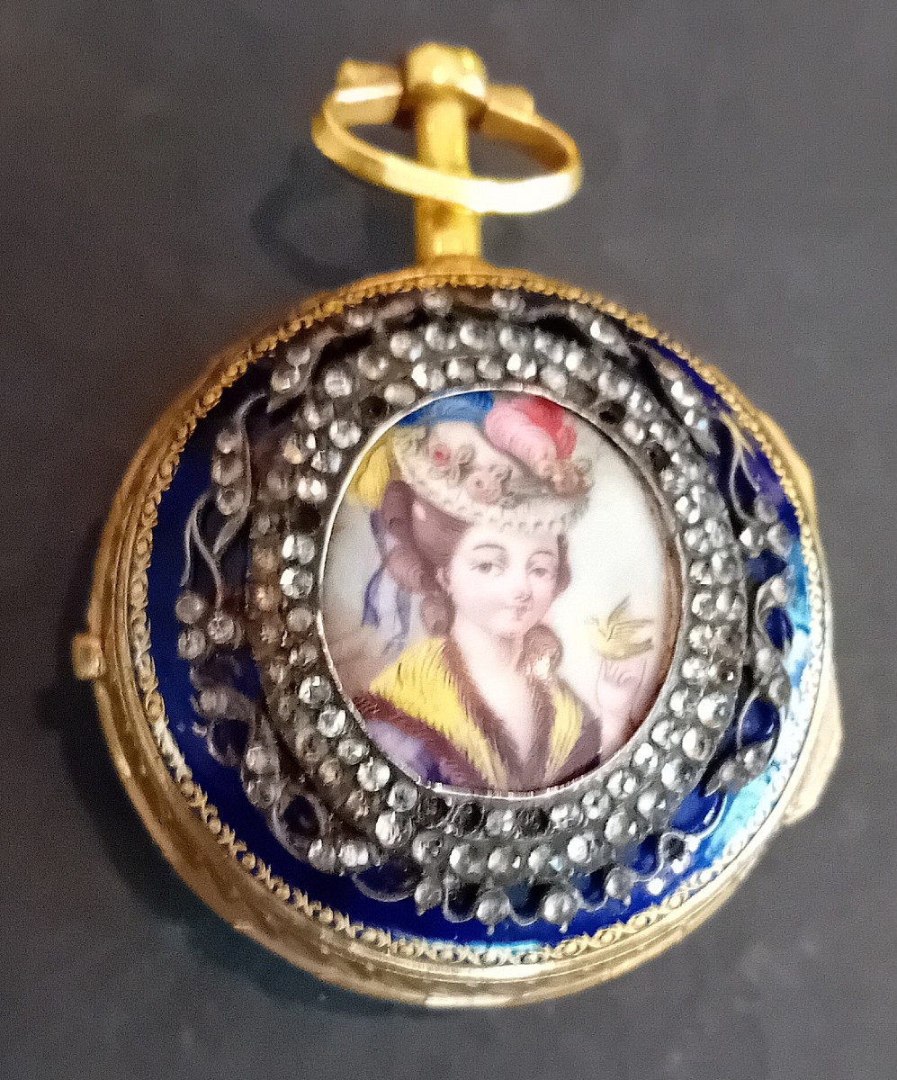 raro orologio da tasca in oro e smalti,Bordier Ginevra