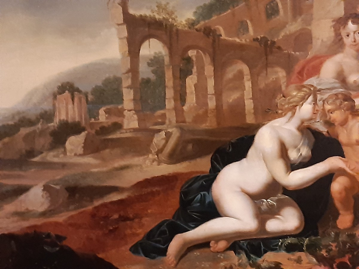 dipinto neoclassico, olio su tavola, baccanale , scuola Olandese del 700-photo-4