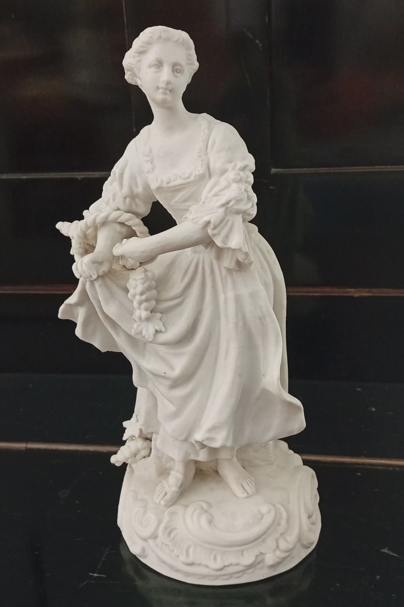 antica coppia di statuine in biscuit, manifattura di Sevres, Francia-photo-2