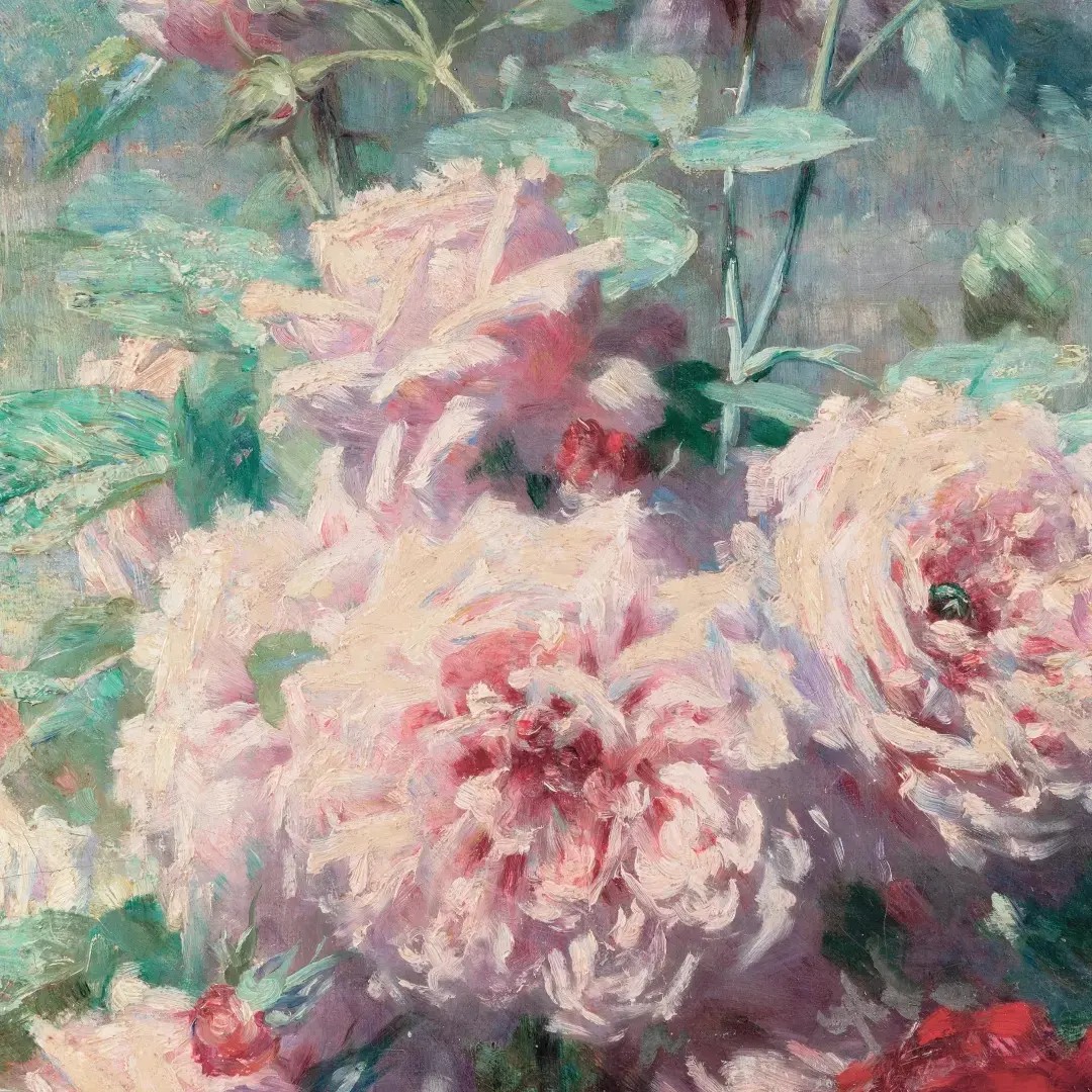 dipinto francese, paesaggio con fiori, dell'800-photo-2