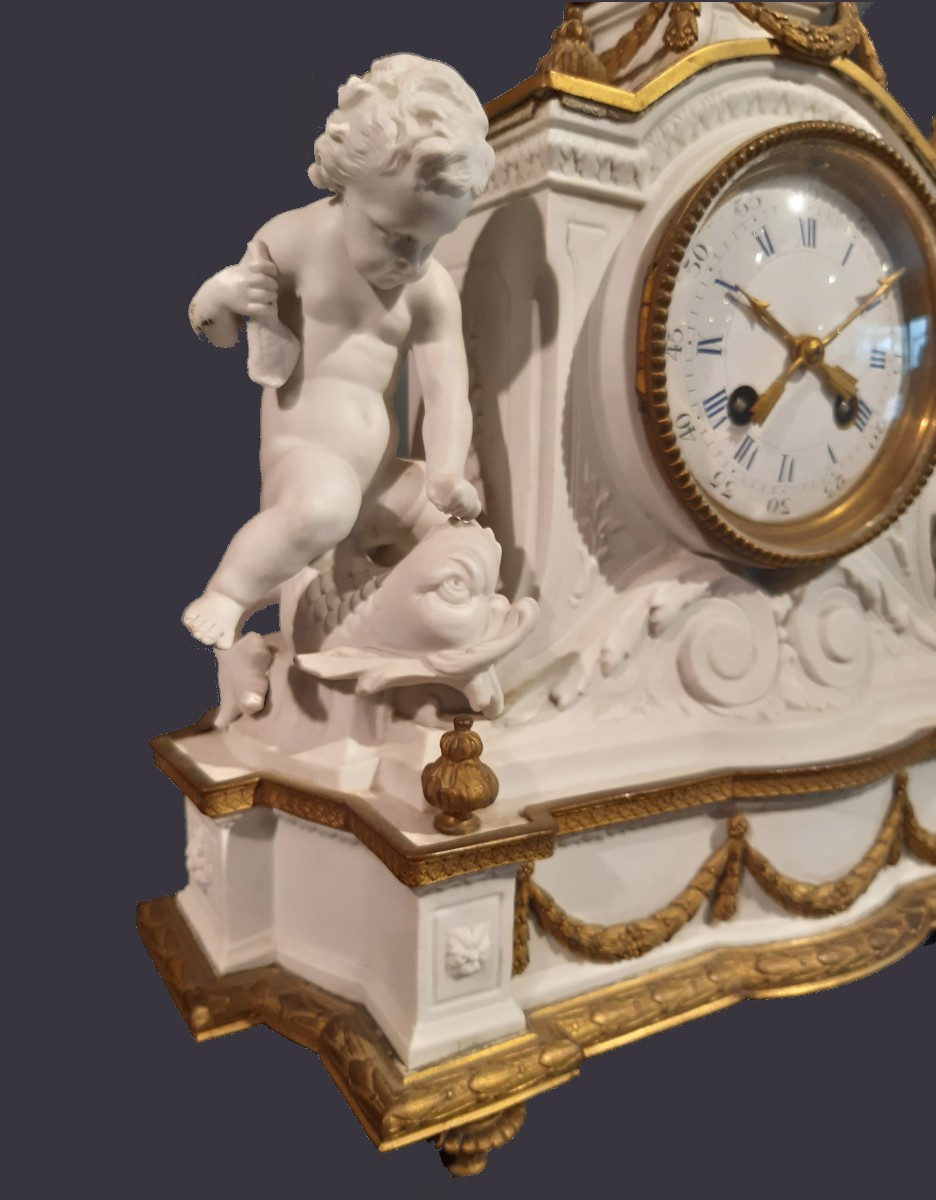 Antico orologio in biscuit Sevres, metà 800, Dejarden -photo-2
