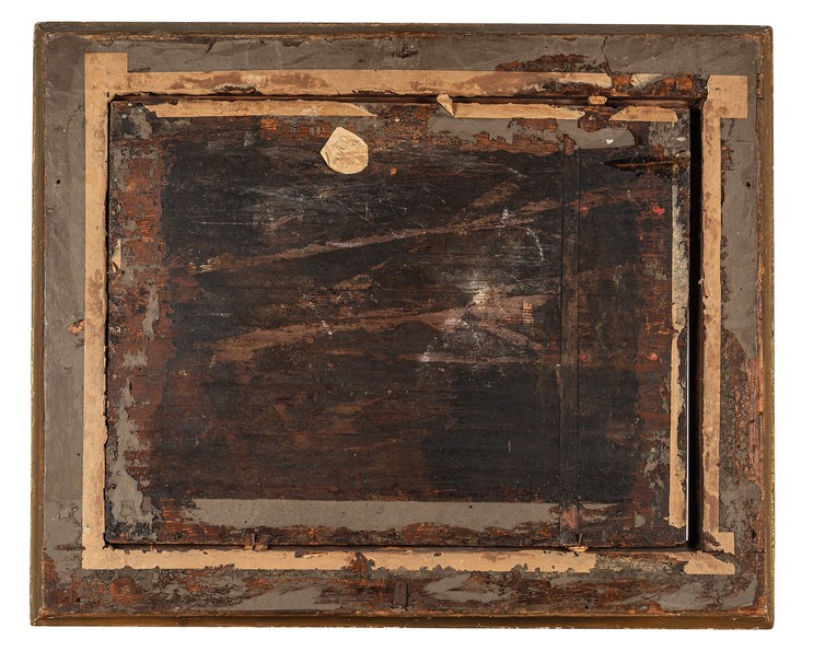 antico dipinto, olio su tavola, paesaggio con armenti e contadini, scuola fiamminga-photo-3