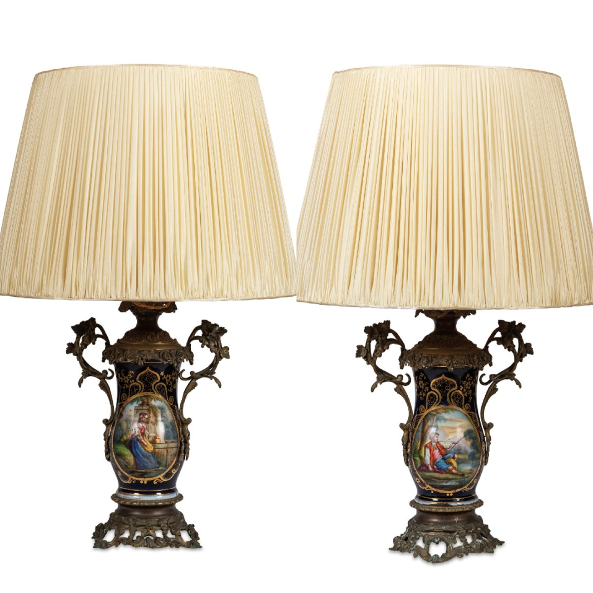 coppia di lumi  in porcellana Sevres Luigi Filippo