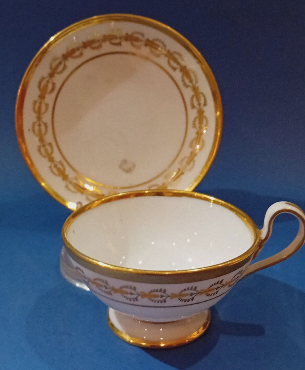 Tazza con piattino Impero in porcellana-photo-2