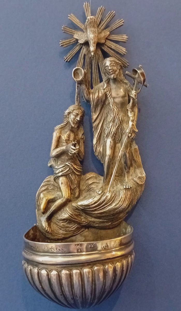 Antica aquasantiera in argento fuso, Palermo XVIII° secolo