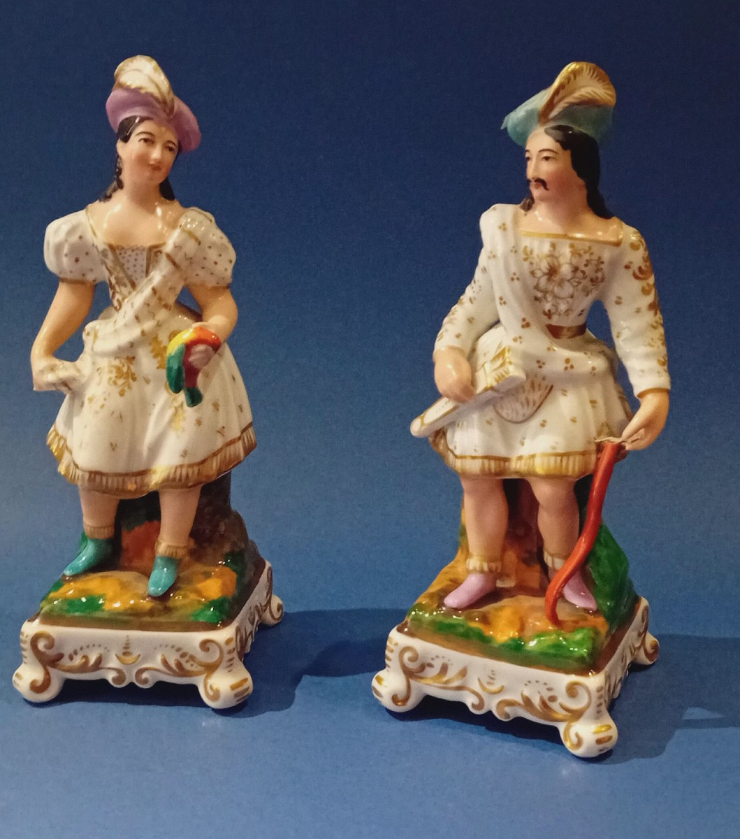 antica coppia di flacons porta profumo in porcellana,Parigi 19th secolo