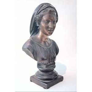 scultura in bronzo mezzo busto di fanciulla, Gemito Napoli
