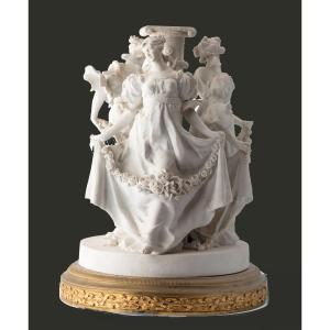 grande gruppo Francese in biscuit,le tre Grazie