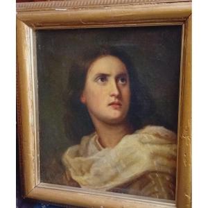 antico dipinto italiano, olio su tela,ritratto di giovane