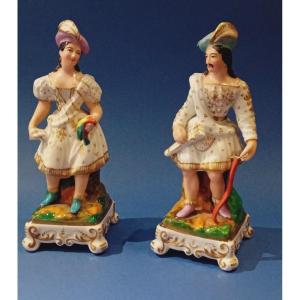 antica coppia di flacons porta profumo in porcellana,Parigi 19th secolo