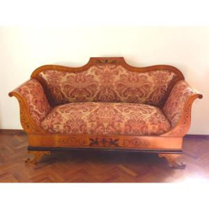 Antico divano intarsiato Carlo X°