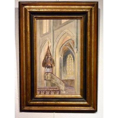 Intérieur d'église, le prêchoir par MICHEL LAPREVOTTE