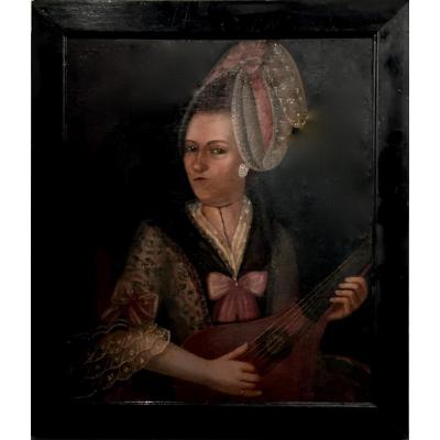 Women In The XVIII Century Playing Mandoline