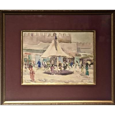 Tlemcen 1934/36 - Watercolor By Eugène Billaud (1888-1964)