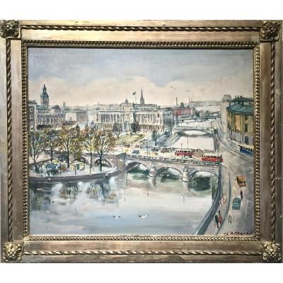 Stockholm - View Of Parliament - 1954 - Signature Not Read