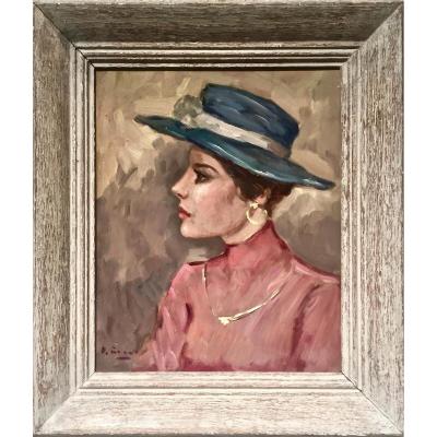 Woman In Blue Hat - Luigi Di Rocca