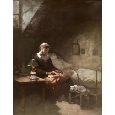 Woman In The Book And Cat - XIX - Unsigned