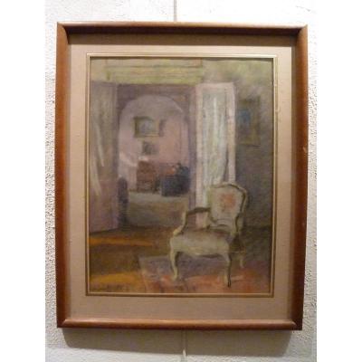 Inside Apartment, Pastel, By Louis Charrat