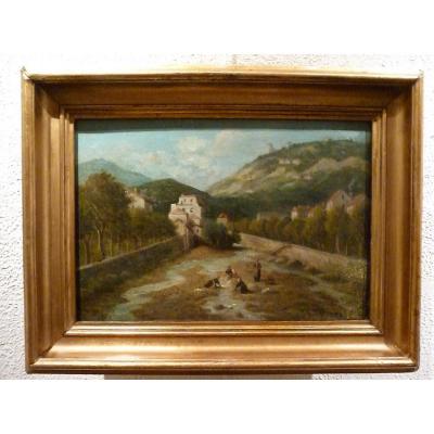 Lavandières au milieu du ruisseau par G.G. CHARDIN