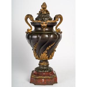 Cassolette In Bronze And Marble