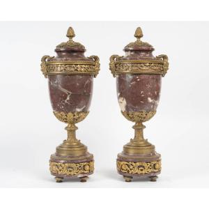 Pair Of Marble And Bronze Cassolettes