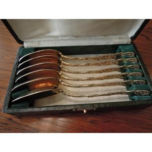 Six Small Silver-gilt Spoons Decorated With Grapes And Vine Leaves, Mo: Prudent Quitte
