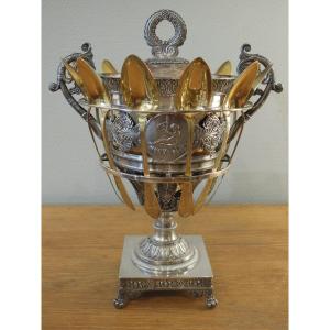 Restoration-period Solid Silver And Vermeil Confiturier By Charles-antoine Armand Lenglet