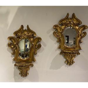 Pair Of Gilded Wood Mirrors, 19th Century