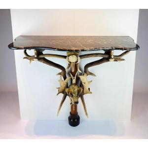 A Console Table In Deer Antlers, Black Forest Work, Late 19th Century