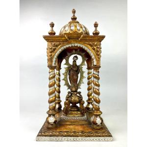 Early 18th Century Tabernacle In Wood And Solid Silver