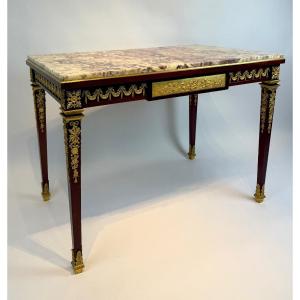 Louis XVI Style Writing Table In Mahogany And Gilt Bronze