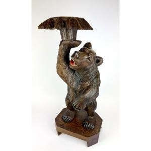 Black Forest Bear Wooden Plant Stand/plant Holder