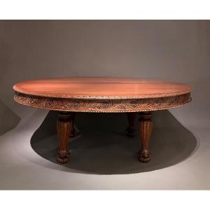Large Round Dining Table, From The 19th Century.