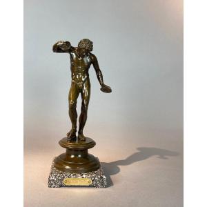 Souvenir Of The Grand Tour ''fauna Dancing With Cymbals'' In Bronze.