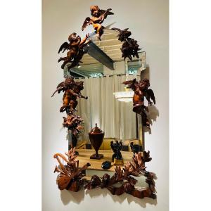 Mirror In Carved Walnut, Black Forest .