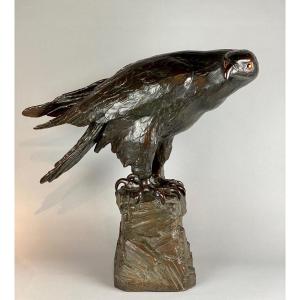 A Life Size Terracotta Sculpture Of An Eagle. H74cm