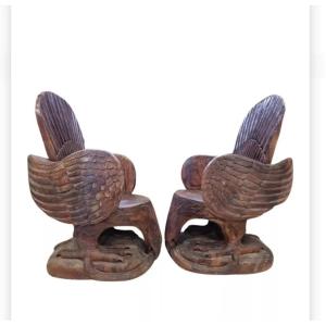 Vintage Eagle Armchairs In Brutalist Style