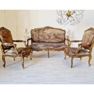 Antique French Aubusson Rococo Living Room Set