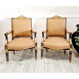 Pair Of Antique French Armchairs, Napoleon III Era