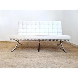 Mid-century Barcelona-style White Sofa