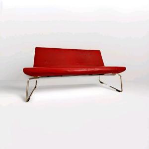 Vintage Ultra-lightweight Red Leather Sofa, Barber And Osgerby For Cappellini