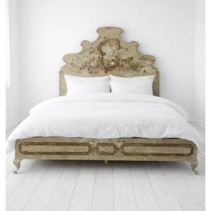 Antique Italian Genoese-style King-size Bed, Hand-painted