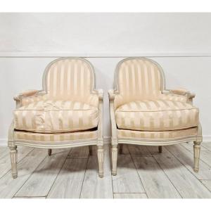 Pair Of Antique French Bergère Armchairs