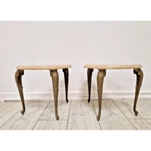 Antique French Bedside Tables With Marble Tops