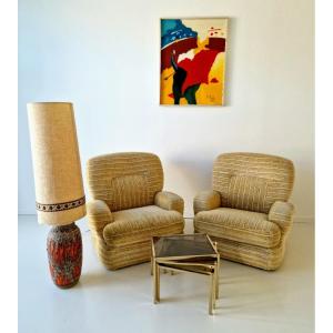 Pair Of Post-modern Italian Club Chairs From The 1970s, Saporiti
