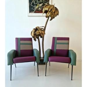 Pair Of Postmodern Memphis Milano-style Armchairs