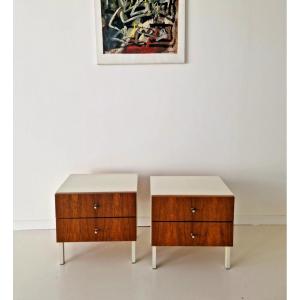 Pair Of Bedside Tables From The 1970s, Space Age Style, Interior Design From The Geor Period