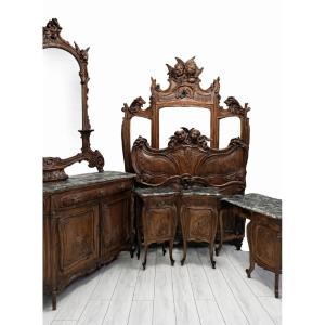 Italian Art Nouveau Bedroom Set With Baroque Details