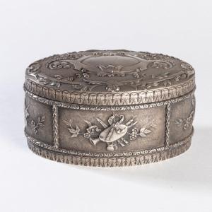 Oval Silver Box, 19th Century