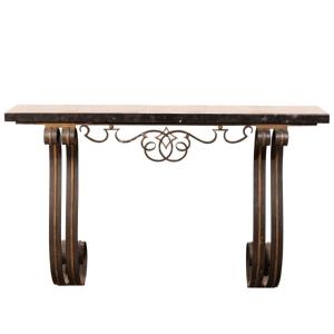 Console In Artistic Ironwork And Marble, 20th